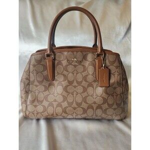 Coach Signature Margot Carryall Satchel Bag Beige Brown Canvas & Leather F58310